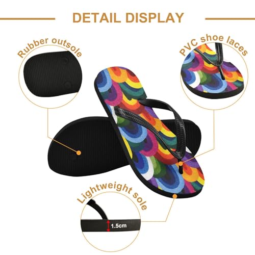 Flip Flop Sandals Watercolor Rainbow Print for Women Men Beach Outdoor XS3