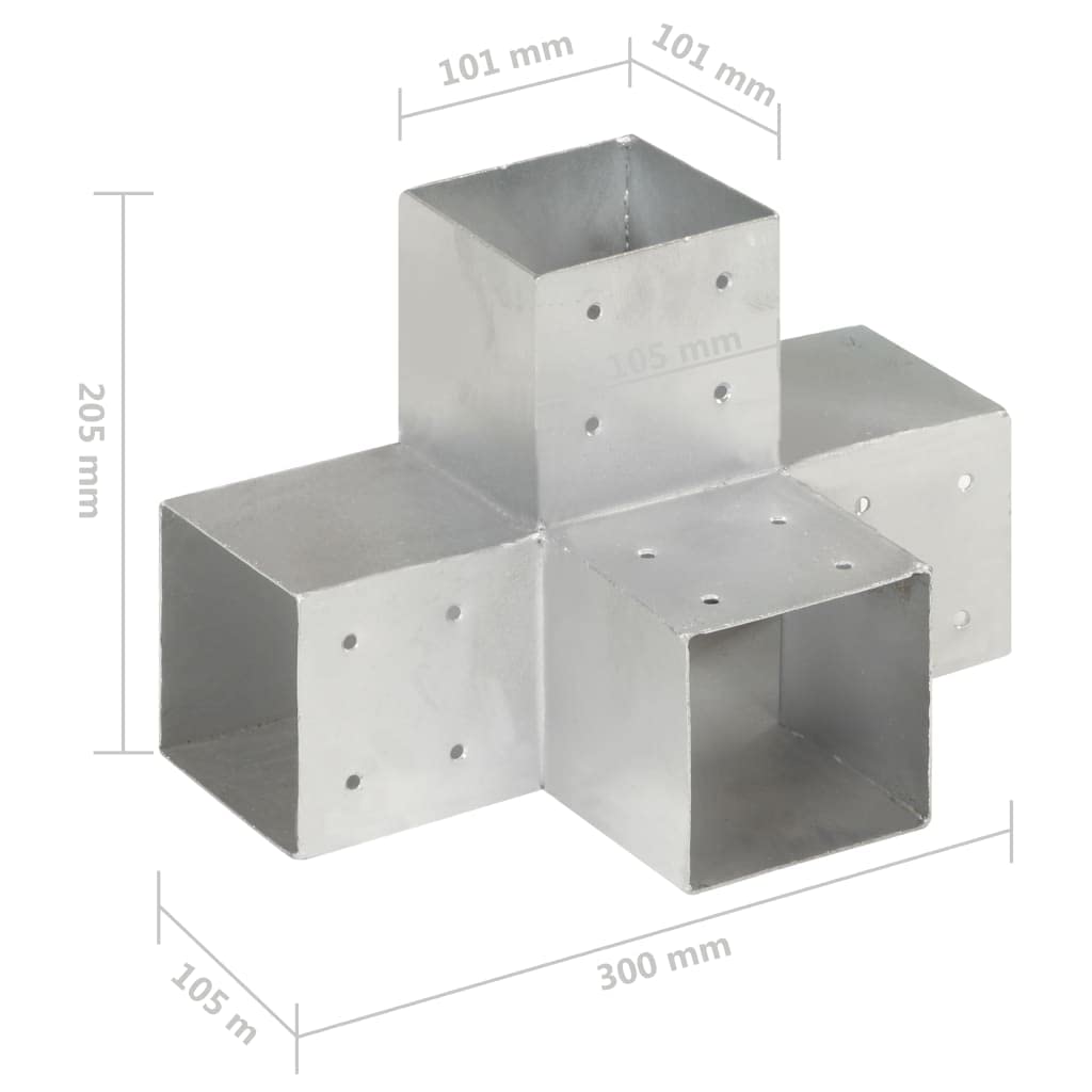 Łączniki słupków z ocynkowanego metalu, 4 szt. 101 x 101 mm, do słupków ogrodzeniowych, słupków, listew drewnianych, łączenia, uchwyt do stabilnej granicy ogrodu i montażu maskującego