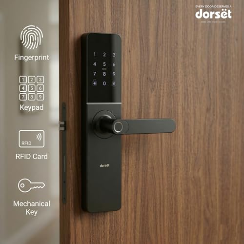 Image of Dorset DG 102 Mortise Digital Door Lock with Fingerprint, Password, RFID & Key Access | Anti-Theft Password & Intrusion Detection | Auto & Manual Locking Modes | 3-Year Warranty, Graphite Matt Finish