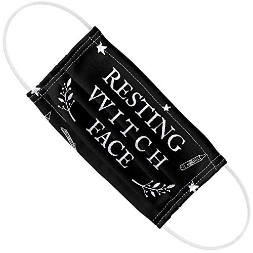Resting Witch Face 1-Ply Reusable Face Mask Covering with Adjustable Nose Wire, Unisex