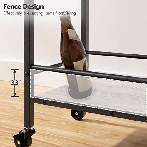 Hoobro Bar Cart For The Home, 3-Tier Serving Cart On Wheels, Kitchen Cart With Wine Rack And Glass Holder, Rolling Beverage Cart For Living Room, Party, Bar, Greige And Black Bg35Tc01G1 #TOP6