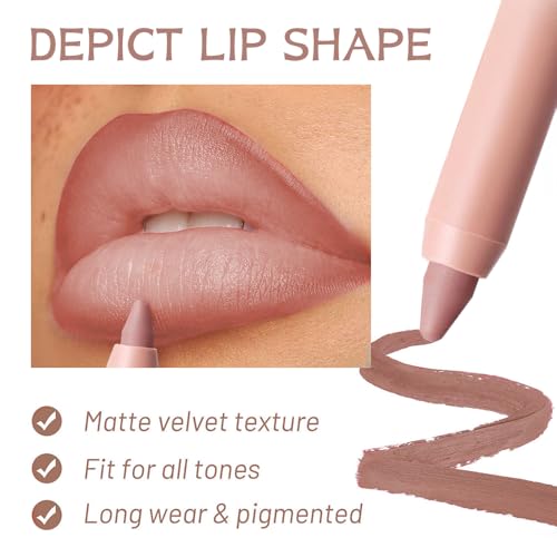 Image of Dusty Rose Matte Lip Liner Pencil - Smooth & Moisturizing Lip Pencil for Precise Contour, Rich Color Payoff, Lightweight Everyday Lip Makeup, Twist-Up Design,01#