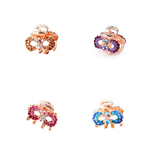 Ruihfas 4Pcs Mini Crystal Rhinestone Hair Claw Clips Hair Grippers Hair Clamps Bangs Holder for Women Girls