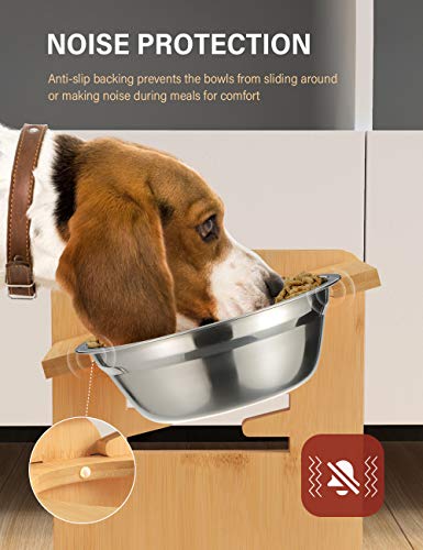 Vantic Elevated Dog Bowls-Adjustable Raised Dog Bowls with Stand for Small Size Dogs and Cats,Durable Bamboo Dog Feeder… - Image 5