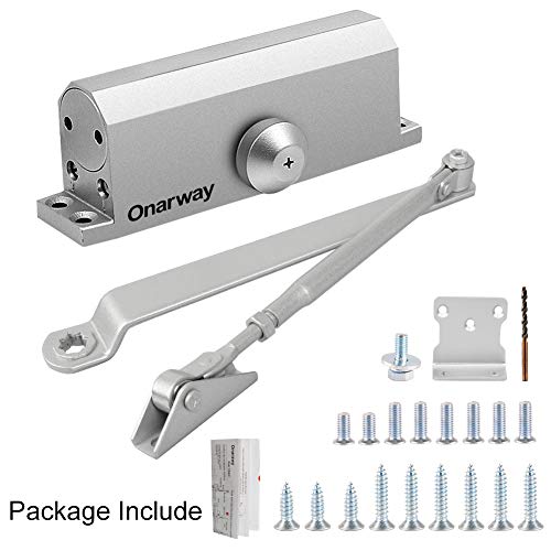 Onarway Door Closer Size 3 Automatic Spring Hydraulic Door Closure, Closing Speed Adjustable, Commercial & Home Use for 45~60kg Weight Door, Aluminum Alloy, EN1154 Certification