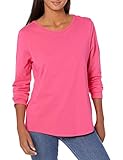 Amazon Essentials Women's Classic-Fit 100% Cotton Long-Sleeve Crewneck T-Shirt, Bright Pink, Medium