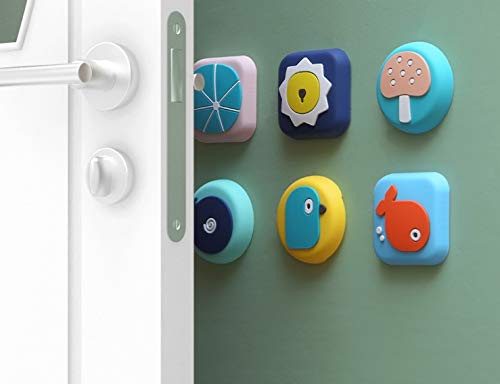 Naidev Durable Silicone Mat Wall Door Cartoon Door Handle Knob Anti Crash Pad Wall Guard Child Crash Pad Children's Room Decoration (Pack-2 Mix Color) 1