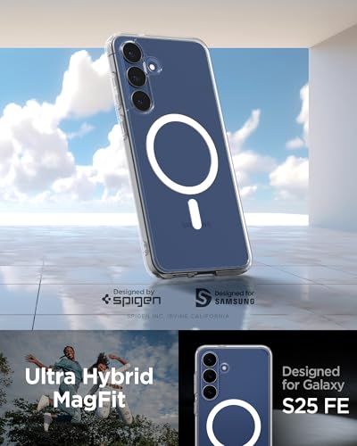 Image of Spigen Ultra Hybrid MagFit | Samsung Galaxy S25 FE Case [Transparent] [Magsafe] Galaxy S25 FE Back Cover | TPU+PC - Clear White