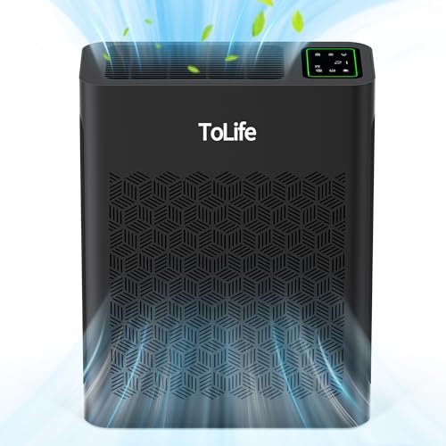 Image of ToLife Air Purifiers for Home Large Room Up to 1095 Ft² with PM 2.5 Display Air Quality Sensor, Auto Mode, Timer, HEPA Air Purifier for Bedroom Filters Smoke, Pollen, Pet Dander, Allergies, Black