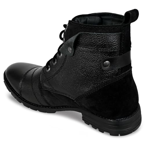 Image of Allen Cooper Genuine Premium Leather Luxury Memory Foam High-Top Boots Shoes For Men(ACCS-859,Black,Size-6,7,8,9,10,11)
