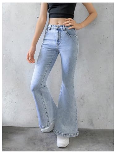 Floerns Girl's Cute Bowknot Embroidery Jeans Kids Flare Leg Denim Pants3