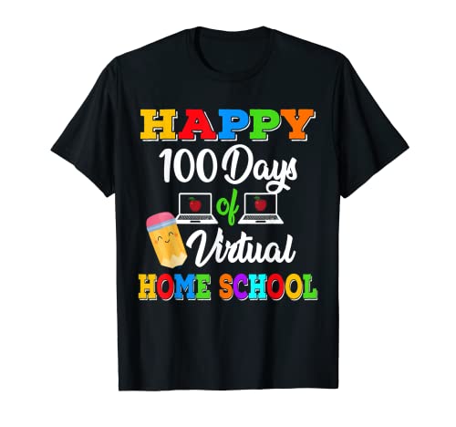 Felices 100 días de enseñanza en línea de niños de escuela en casa virtual Camiseta
