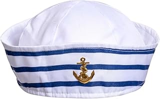 Sailor Captain Navy Hat,White Sailor Captain Cap Sail Hats for Navy Costume Dressing Up Halloween Party Accessory