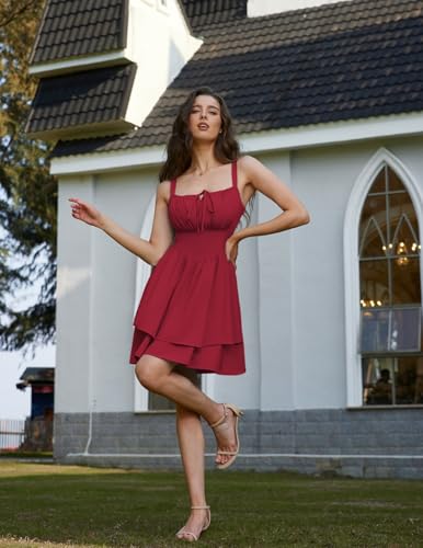 Image of Scarlet Darkness Corset Mini Dress for Women Teens 2026 Summer Ruffle Sundress Graduation Homecoming Dresses