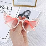CMANLNYK Birthday Heart Sunglasses - Happy Birthday Queen Glasses, Pink Love Heart Party Festival Funky Fun Glasses with Shiny Bling Diamonds Pearls for Adults, Teens, Women, Ladies - Image 4