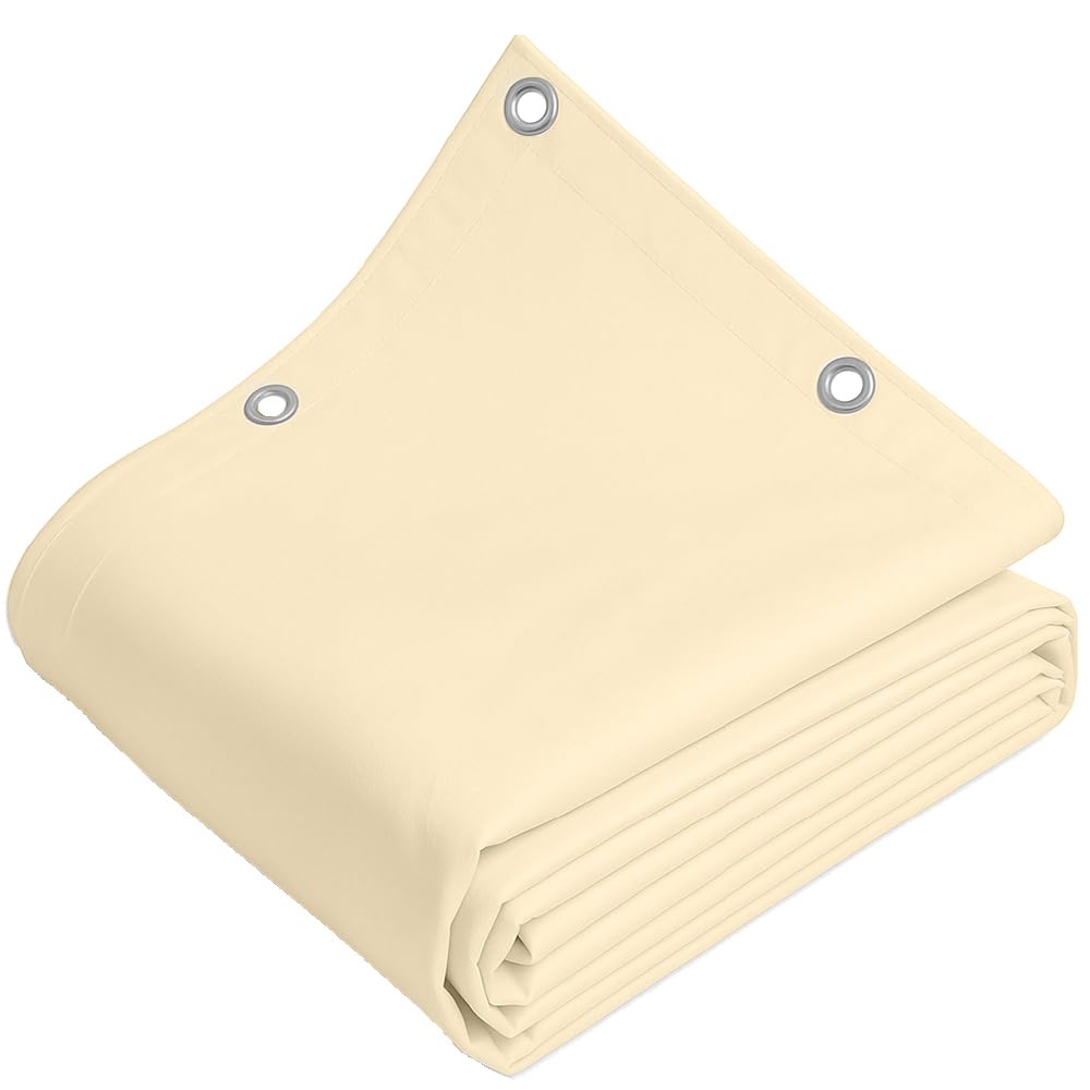 TELOMERITI® - Telo/Telone in PVC 650gr/mq con Occhielli in Alluminio, Rinforzato, tipo da camion, Impermeabile, Copritutto Da Esterno, Vari Colori, Made in Italy (Avorio Chiaro, 2,5X2 Metri (5 MQ))