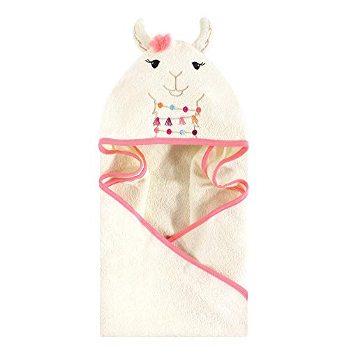 Image of Little Treasure Unisex Baby Cotton Animal Face Hooded Towel, Llama, One Size