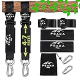 Peaka Pro Tree Swing Hanging Straps (Set of 2) – Adjustable 4FT to 7FT Extra-Long Hammock Straps Heavy-Duty Holds 4000+ LBS | Waterproof, Safety Lock Carabiners & Finger Pinch-Safe Cover