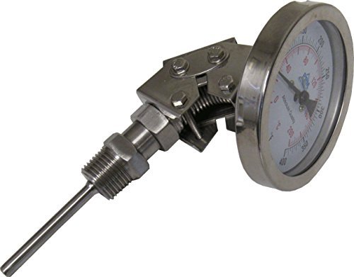 PRM Temperature Gauge, 32-400°F / 0-200°C, 3 Inch Dial, 304 Stainless Steel Case & Stem, 1/2 Inch NPT Multi-Angle Connection, Accurate Temperature Measurement for Industrial and Commercial Use