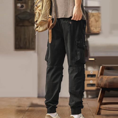 Men's Casual Cargo Hiking Pants Workout Joggers Sweatpants for Men Multiple Pockets Fashion Athletic Trousers3