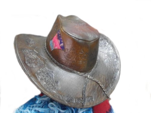 Chapeau en cuir de vachette marron fait main doublé style luxe