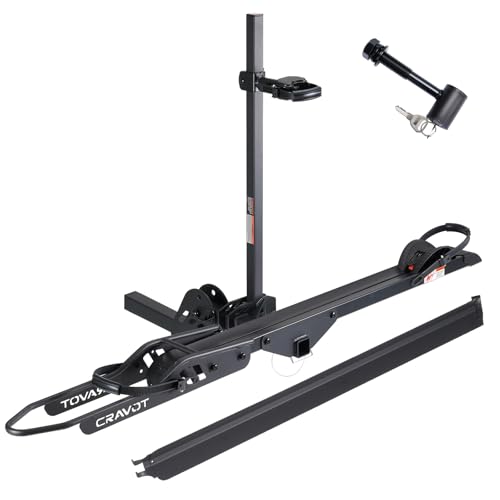 Single Ebike Rack with Ramp, 100 lbs Ebike Racks for Tow Hitch, 1-Bike Rack for Cars Trucks SUVs Minivans, Ebike Carrier Fit up to 5 Inches Fat Tire, 2' Receiver