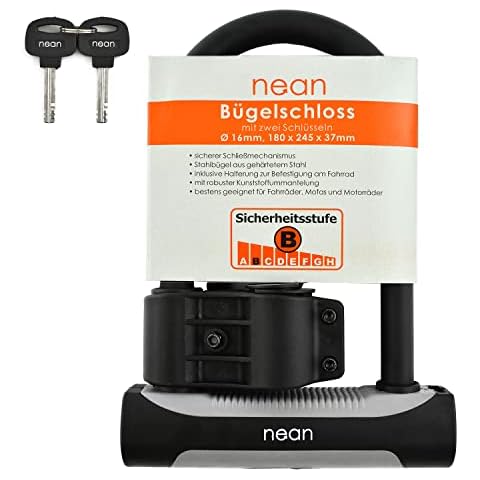 nean Bügel Fahrradschloss Bügelschloss mit Halterung und 2X Sicherheit Security Schlüssel Cover