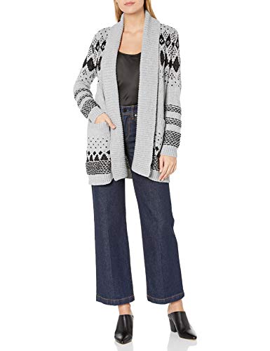 Jack by BB Dakota Women's Jacquard Cardigan, Light Heather Grey, Small