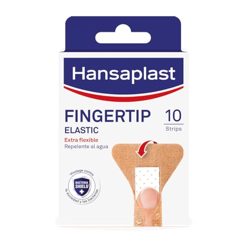 Hansaplast Fingertip Elastic Apósitos adhesivos para la yema de los dedos, apósitos para heridas en dedos repelentes al agua y extraflexibles, bloquean el 99% de las bacterias, 10 unidades