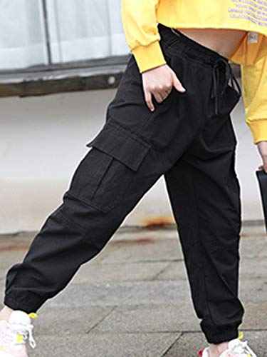 Kids Girls Cotton Cargo Jogger Pants Elastic Waist Trousers Drawstring Pants Hip Hop Sweatpant Casual Streetwear2