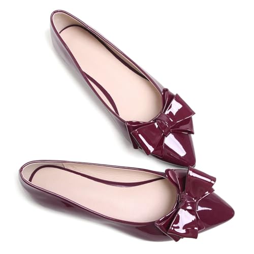 Image of TN TANGNEST Flats Shoes Women Comfort Casual Loafers | Classic Pointed Toe Bowknot Flats Cute Slip On Flats, Wear to Work Travel Walk