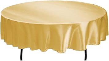 Tektrum 70 INCH Round Silky Satin Tablecloth - Premium Fabric Gold