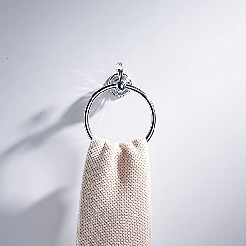 Wolibeer Chrome Towel Ring, Crystal Hand Towel Holder Polished Bath Towel Bar Bling Bathroom Accessories Wall Mounted #TOP6