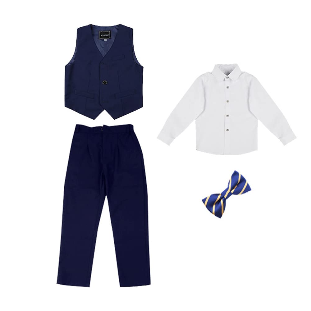 4/5 Piezas Trajes de Boda para Niños, Color Sólido Talla Grande Conjunto de Ropa de Ceremonia, Elegante Blazers Trajes de Bautizo Comunión,Conjunto de Chalecos para Niños de Vestir