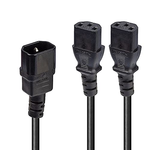 LINDY 2 M Iec C14 to 2 X Iec C13 Y Iec Splitter Extension Lead Cable - Black