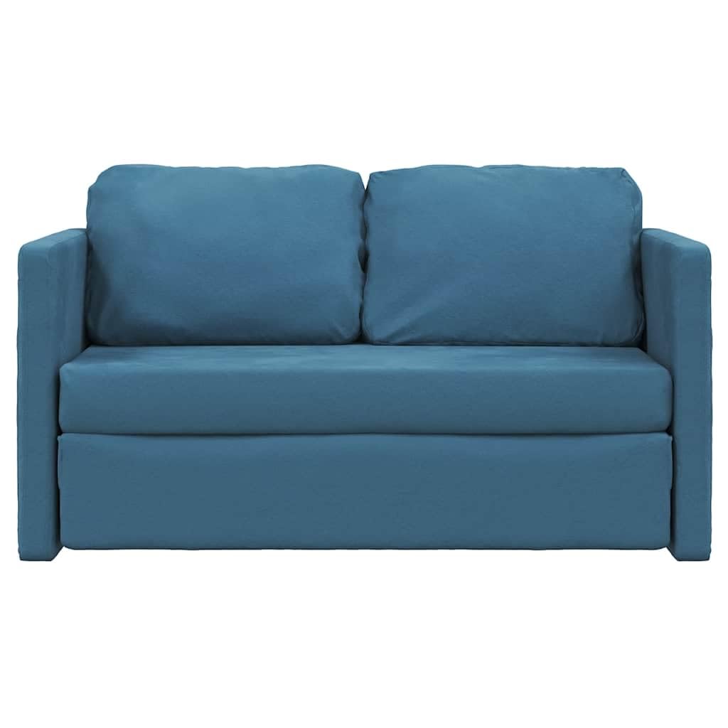 Sofa podłogowa z funkcją spania, niebieska, 122 x 204 x 55 cm, aksamitne obicie, design 2 w 1, metalowy stelaż, wygodne łóżko podłogowe do salonu i małych pomieszczeń