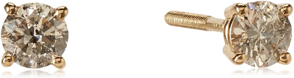 Amazon Essentials Certified 14k Gold Diamond with Screw Back and Post Stud Earrings (J-K Color, I1-I2 Clarity) (previously Amazon Collection)