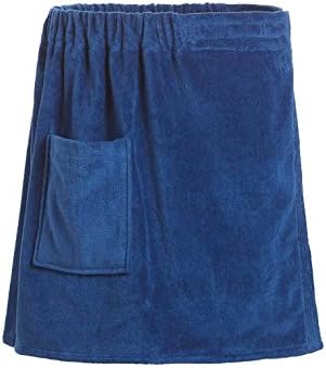 TowelSoft Mens Terry Bath Wraps with Pocket, Spa Body Wrap Towel Navy