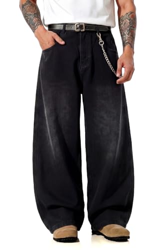 Image of GINGTTO Men's Baggy Barrel Jeans Wide Leg Y2K Denim Pants | Loose Fit Streetwear Casual Hip Hop Skater Vintage Style