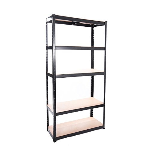 Panana 5 Tier Racking Shelf 59x27.5x11.8 inch Garage Shelving Storage Shelves Unit 1.5M Higher Workshop/Commercial/Industrial/Kitchen Utility Rack Shelf Organizer (Black, 150X70X30CM)