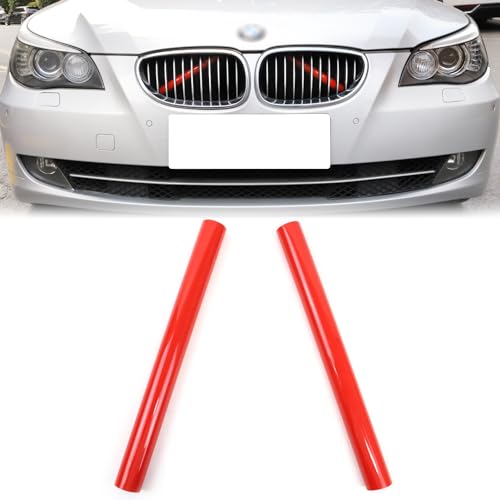 Image of F10 Grille Insert Stripes Replace Trim Compatible with BMW F10 F11 F18 F45 F46 F06 F12 F13 F01 F02 F48 F39 X1 2015-2022 /X2 2017-2023 V-Brace Wrap Covers Grill Stripes, Red Front Grill Insert