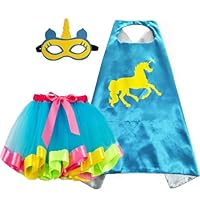 IDOTTA Kids Super-hero Unicorn Costumes Capes with Mask Tutu Set for Girls Dress Up Party Halloween Little Princess
