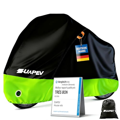 ZUAPEV® Housse Velo Exterieur Protection, Bache Velo Exterieur Impermeable 210D Bâche Vélo Etanche, Protege velo Pluie Couverture 1 Velo de Course/Route/ VTT/Electrique/Ville/Enfant,200x70x110cm