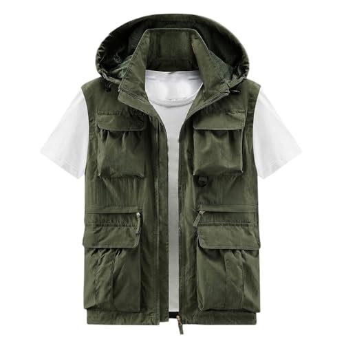 Chaleco cargo de nailon para hombre que busca ropa ligera con múltiples bolsillos