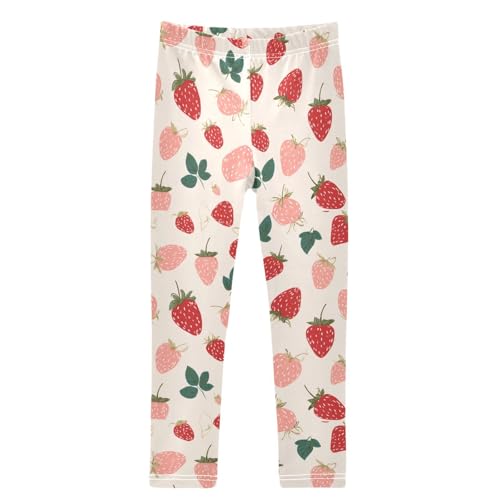 Boccsty Cute Strawberries Girls Leggings Kids Yoga Pants Dance Active Tights 4T