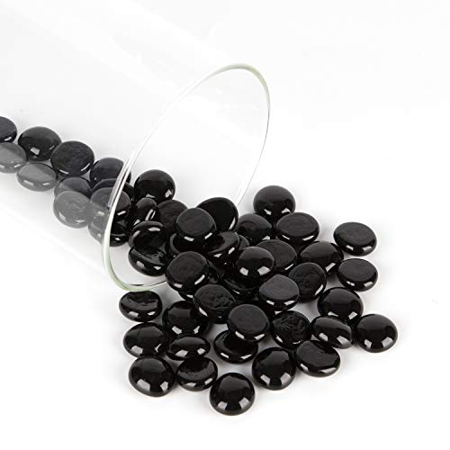 Image of WGV Flat Marbles, Pebbles, Glass Gems for Vase Fillers, Party Table Scatter, Decoration, Landscaping, Aquarium Decor, Crystal Rocks [Color: Black] (2 Pounds, Approx 200 pcs)