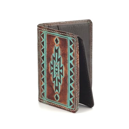 ARIAT Bifold Turquoise Outline Southwest Wallet, Brown2