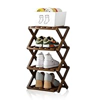 ZYQUES Shoe Rack Small Bamboo, Vertical Narrow Shoe Rack Foldable Smalls Shoe Racks Small Shoe Storage for Corridors Bedrooms and Entryway(4 Tier)