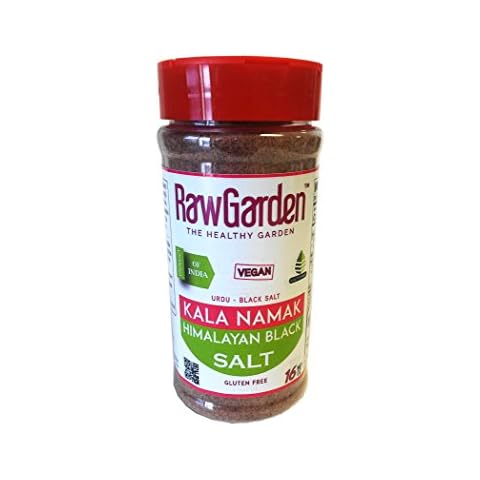 Raw Garden Kala Namak 16 OZ Fine Grain, Vegan,Sulfur Salt (Himalayan Black Salt) Easy-To-Use Shaker Bottle Cover