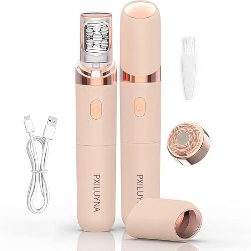 Pxiluyna Pro 3.0 Women Face Epilator 2-in-1 Gentle Root Removal Rechargeable Depiladora Electric Shaver (Pink)